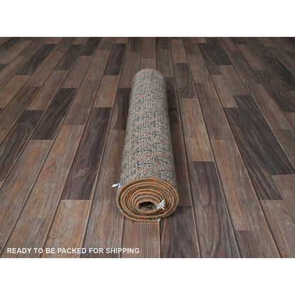 Overdyed & Vintage Wool Hand Knotted Rug Pink 2.4x10.1 -O0826
