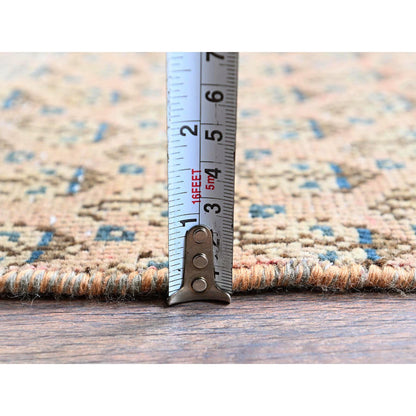 Overdyed & Vintage Wool Hand Knotted Rug Pink 2.4x10.1 -O0826