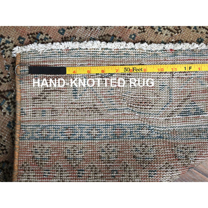 Overdyed & Vintage Wool Hand Knotted Rug Pink 2.4x10.1 -O0826