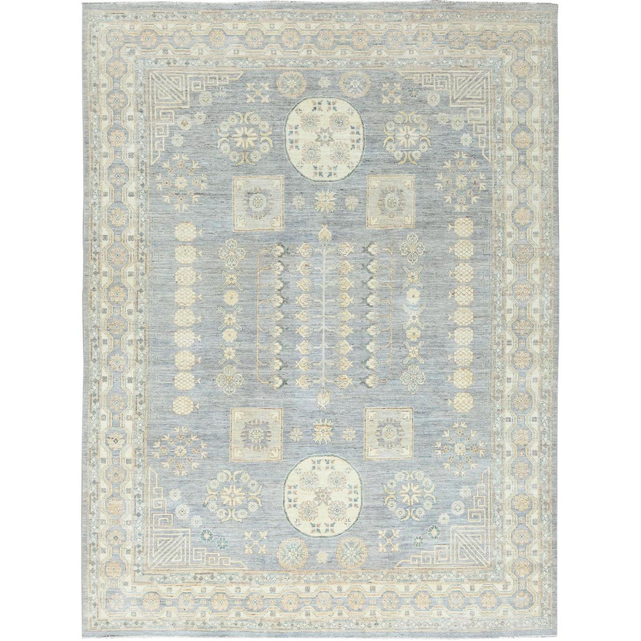 Gray 9'1" x 12'0" Oushak And Peshawar Hand knotted Wool Rug - Sku: O082702