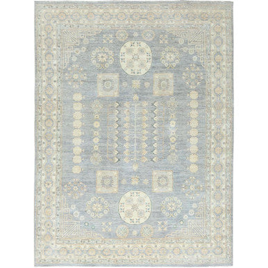 Oushak And Peshawar Wool Hand Knotted Rug Grey Ivory 9.1X12.0 -O082702