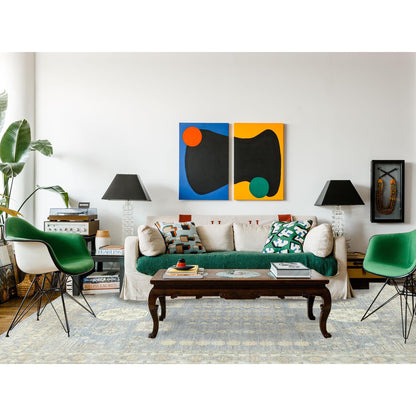 Oushak And Peshawar Wool Hand Knotted Rug Grey Ivory 9.1X12.0 -O082702