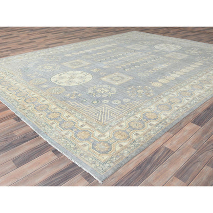 Oushak And Peshawar Wool Hand Knotted Rug Grey Ivory 9.1X12.0 -O082702