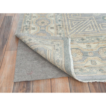 Oushak And Peshawar Wool Hand Knotted Rug Grey Ivory 9.1X12.0 -O082702