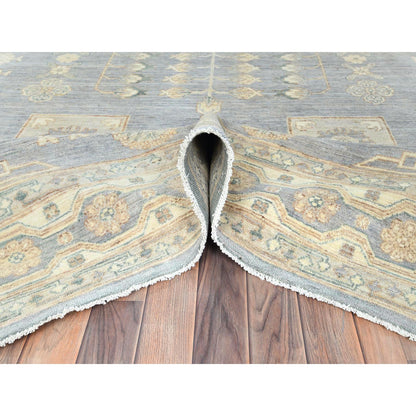 Oushak And Peshawar Wool Hand Knotted Rug Grey Ivory 9.1X12.0 -O082702