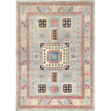 Kazak Wool Hand Knotted Rug Grey 7.9x10.8 -O082706