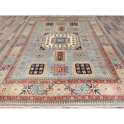 Kazak Wool Hand Knotted Rug Grey 7.9x10.8 -O082706