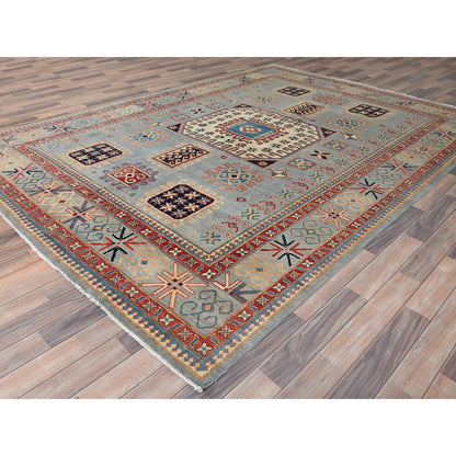 Kazak Wool Hand Knotted Rug Grey 7.9x10.8 -O082706