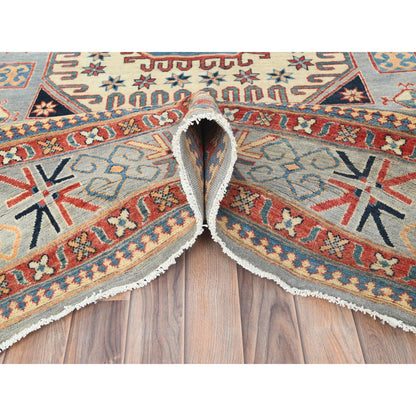 Kazak Wool Hand Knotted Rug Grey 7.9x10.8 -O082706