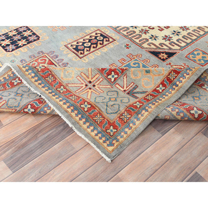 Kazak Wool Hand Knotted Rug Grey 7.9x10.8 -O082706