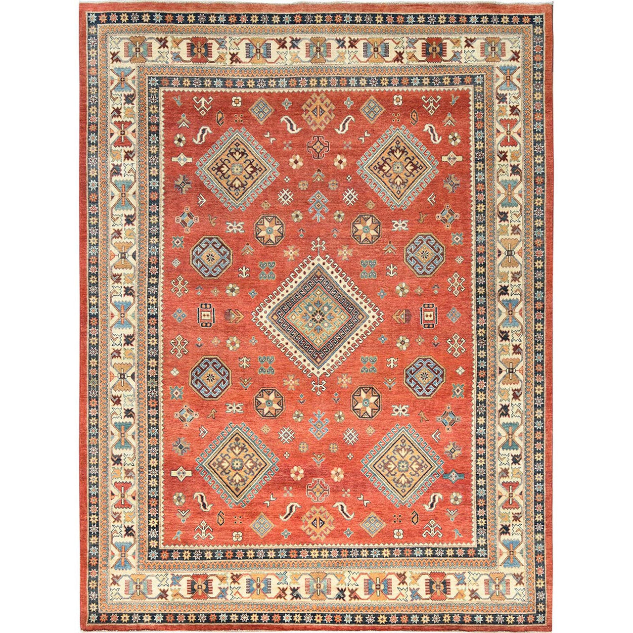 Red 9'0" x 11'9" Kazak Hand knotted Wool Rug - Sku: O082709