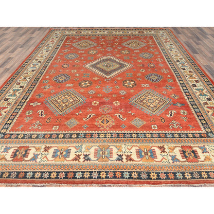 Kazak Wool Hand Knotted Rug Red Ivory 9.0X11.9 -O082709
