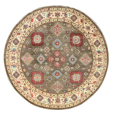 Kazak Wool Hand Knotted Rug Brown Ivory 8.10X9.0 -O082711