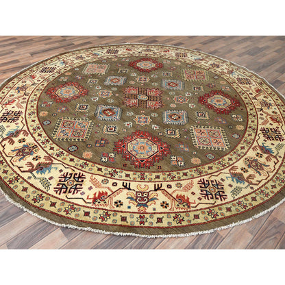 Kazak Wool Hand Knotted Rug Brown Ivory 8.10X9.0 -O082711