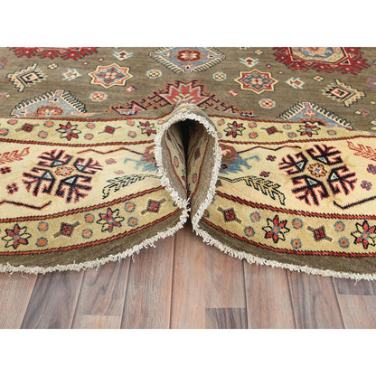 Kazak Wool Hand Knotted Rug Brown Ivory 8.10X9.0 -O082711