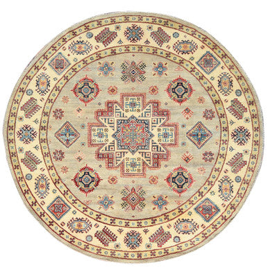 Kazak Wool Hand Knotted Rug Yellow Beige 8.0X7.9 -O082712