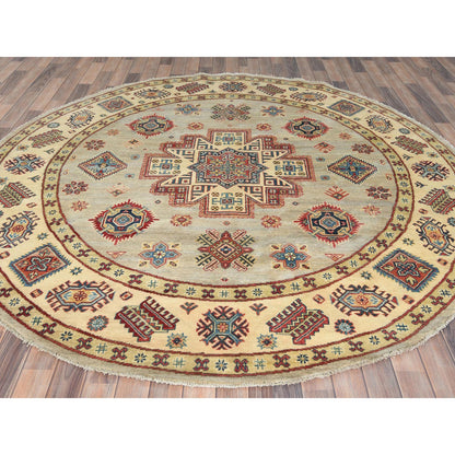 Kazak Wool Hand Knotted Rug Yellow Beige 8.0X7.9 -O082712