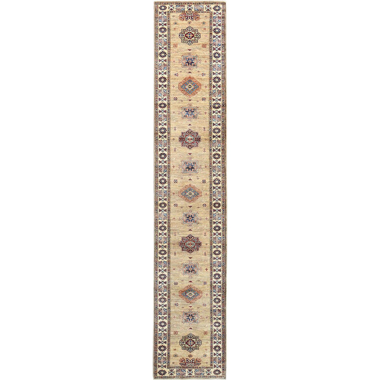 Brown 2'7" x 13'6" Kazak Hand knotted Wool Rug - Sku: O082721