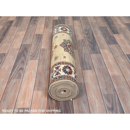 Kazak Wool Hand Knotted Rug Brown Ivory 2.7X13.6 -O082721