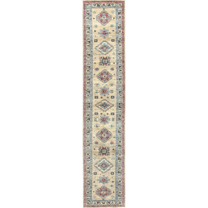 Kazak Wool Hand Knotted Rug Brown Ivory 2.8X13.5 -O082722