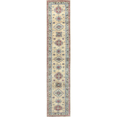 Kazak Wool Hand Knotted Rug Brown Ivory 2.8X13.5 -O082722