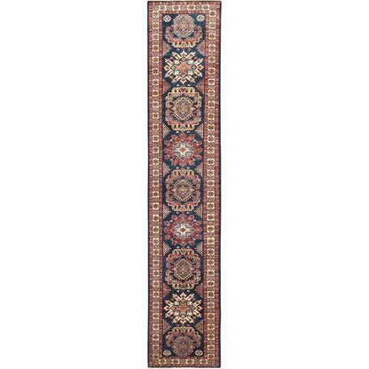 Kazak Wool Hand Knotted Rug Blue Beige 2.7X13.6 -O082725