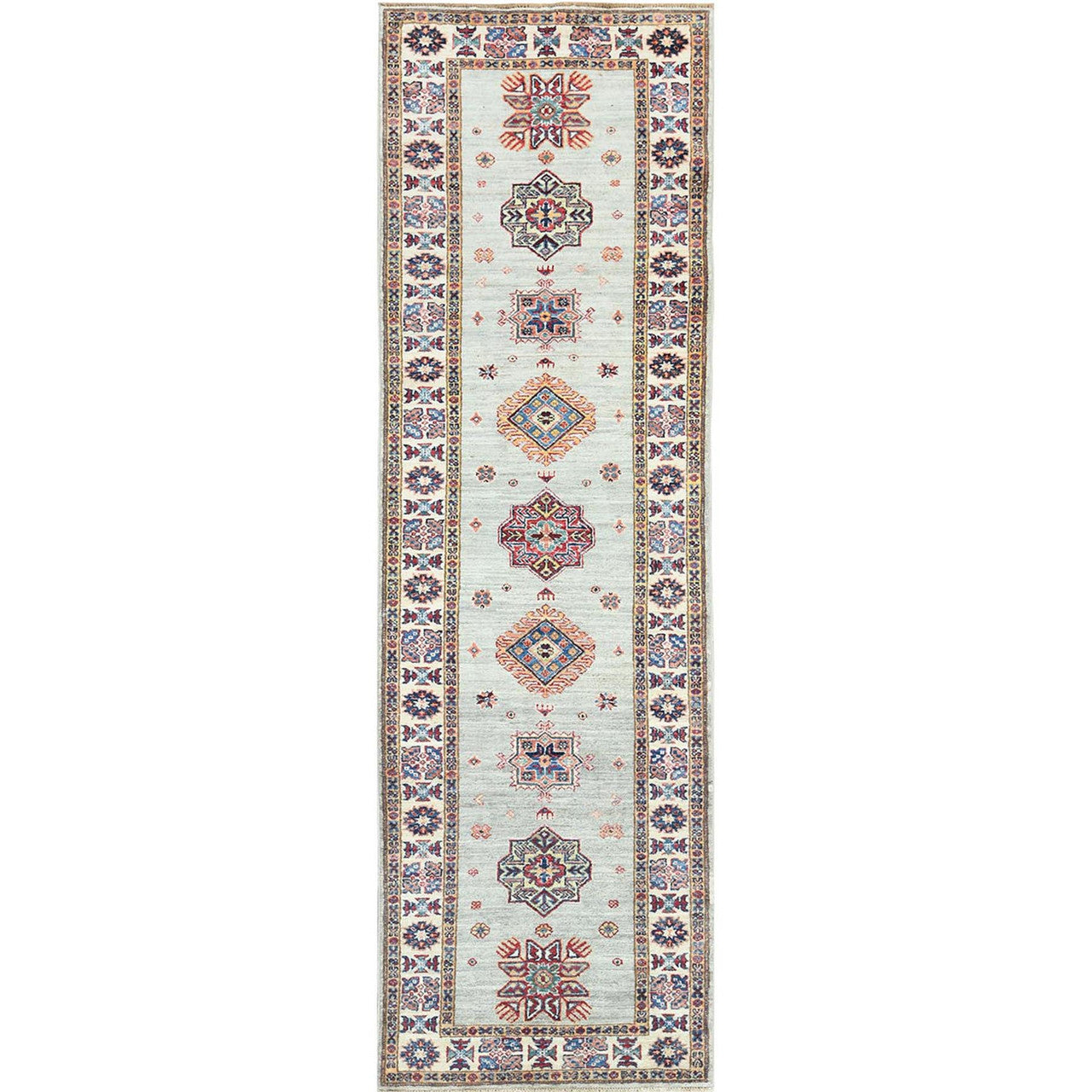 Gray 2'7" x 8'5" Kazak Hand knotted Wool Rug - Sku: O082732