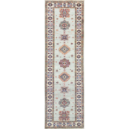 Kazak Wool Hand Knotted Rug Grey Ivory 2.7X8.5 -O082732