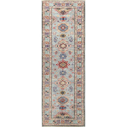 Kazak Wool Hand Knotted Rug Grey Gray 2.8X7.8 -O082735