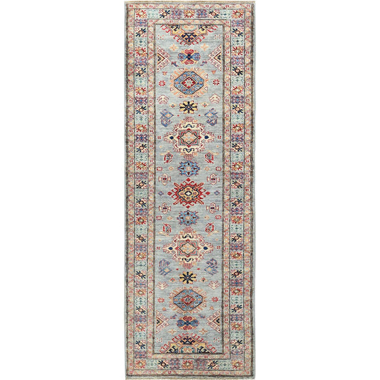 Kazak Wool Hand Knotted Rug Grey Gray 2.8X7.8 -O082735