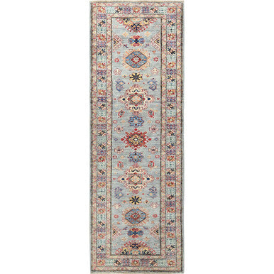 Kazak Wool Hand Knotted Rug Grey Gray 2.8X7.8 -O082735