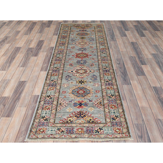 Kazak Wool Hand Knotted Rug Grey Gray 2.8X7.8 -O082735