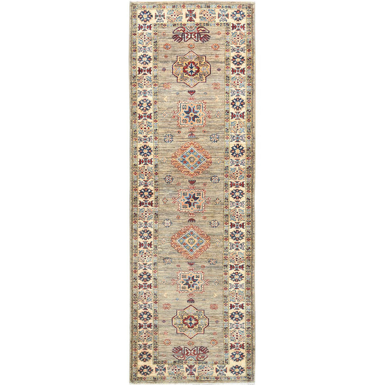 Brown 2'10" x 8'3" Kazak Hand knotted Wool Rug - Sku: O082736