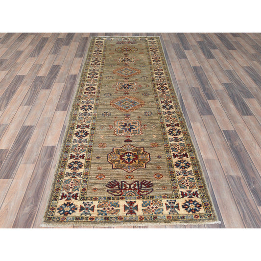 Kazak Wool Hand Knotted Rug Brown Ivory 2.10X8.3 -O082736