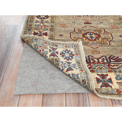 Kazak Wool Hand Knotted Rug Brown Ivory 2.10X8.3 -O082736