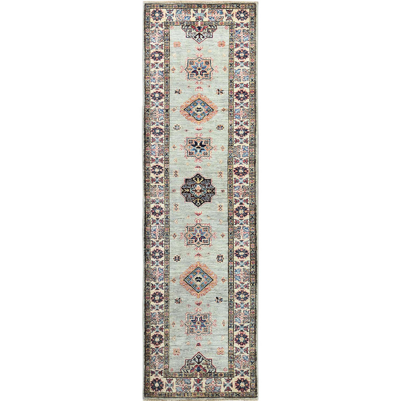 Gray 2'5" x 8'6" Kazak Hand knotted Wool Rug - Sku: O082740