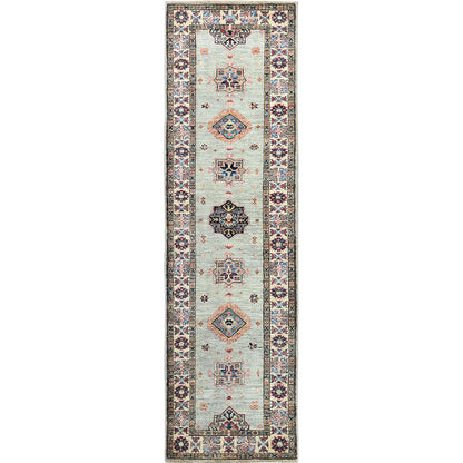Kazak Wool Hand Knotted Rug Grey Ivory 2.5X8.6 -O082740