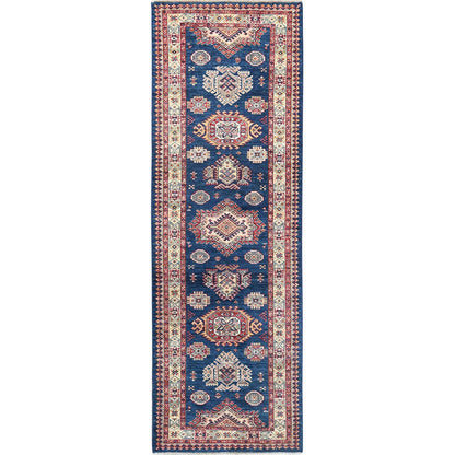 Kazak Wool Hand Knotted Rug Blue Ivory 2.7X7.10 -O082742