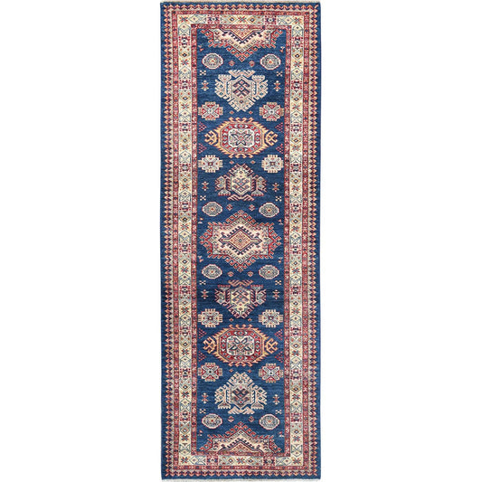 Kazak Wool Hand Knotted Rug Blue Ivory 2.7X7.10 -O082742