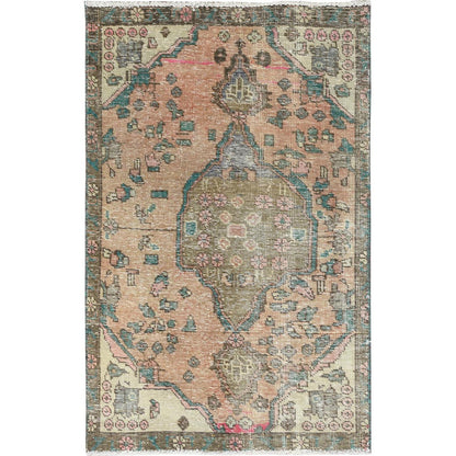 Overdyed & Vintage Wool Hand Knotted Rug Brown Brown 3.0X4.5 -O082788