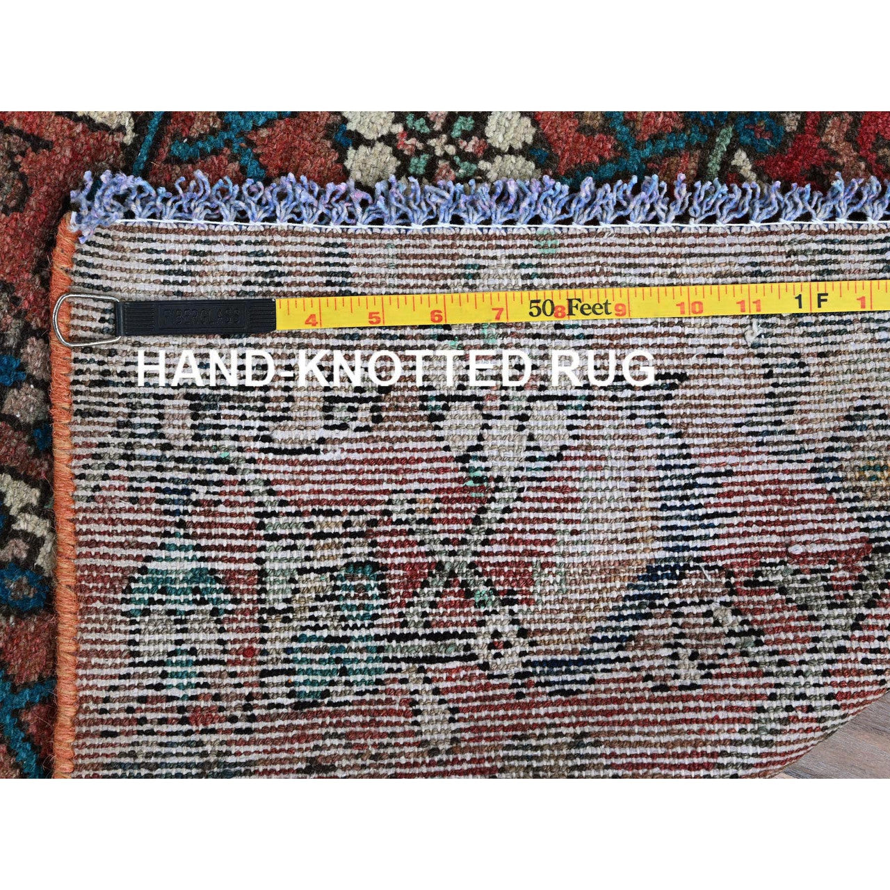 Overdyed & Vintage Wool Hand Knotted Rug Red 2.2x8.7 -O0827
