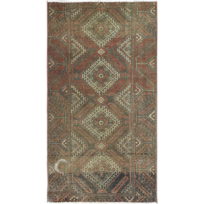 Overdyed & Vintage Wool Hand Knotted Rug Brown Brown 3.0X5.5 -O082806