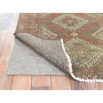 Overdyed & Vintage Wool Hand Knotted Rug Brown Brown 3.0X5.5 -O082806
