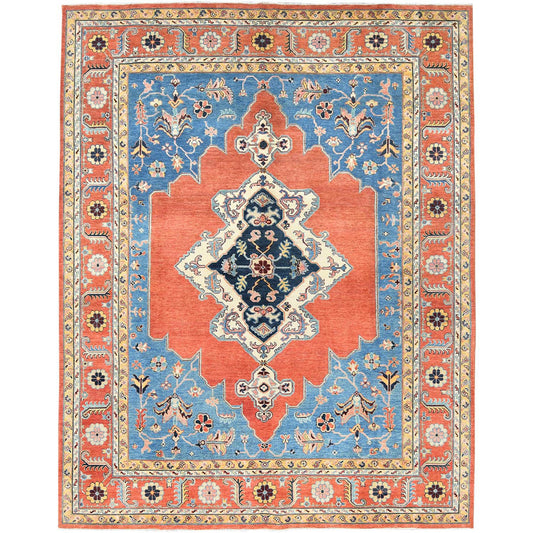 Heriz Wool Hand Knotted Rug Blue Red 9.1X11.8 -O082824