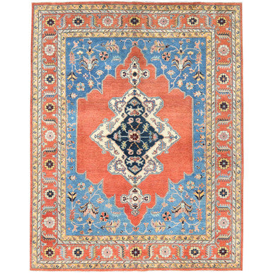 Heriz Wool Hand Knotted Rug Blue Red 9.1X11.8 -O082824