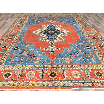 Heriz Wool Hand Knotted Rug Blue Red 9.1X11.8 -O082824