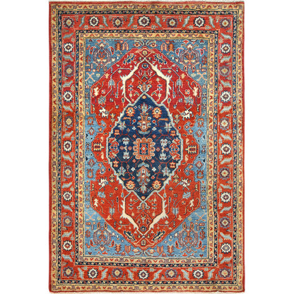 Heriz Wool Hand Knotted Rug Red Red 4.0X5.9 -O082826