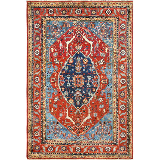 Heriz Wool Hand Knotted Rug Red Red 4.0X5.9 -O082826