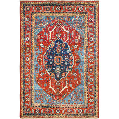 Heriz Wool Hand Knotted Rug Red Red 4.0X5.9 -O082826