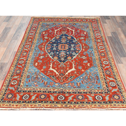 Heriz Wool Hand Knotted Rug Red Red 4.0X5.9 -O082826